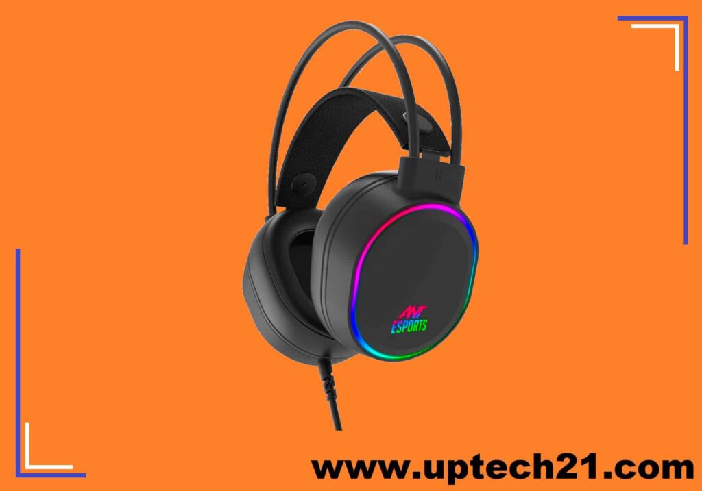 Ant Esports H1000 Pro from right angle view, flat speaker housing with RGB in image