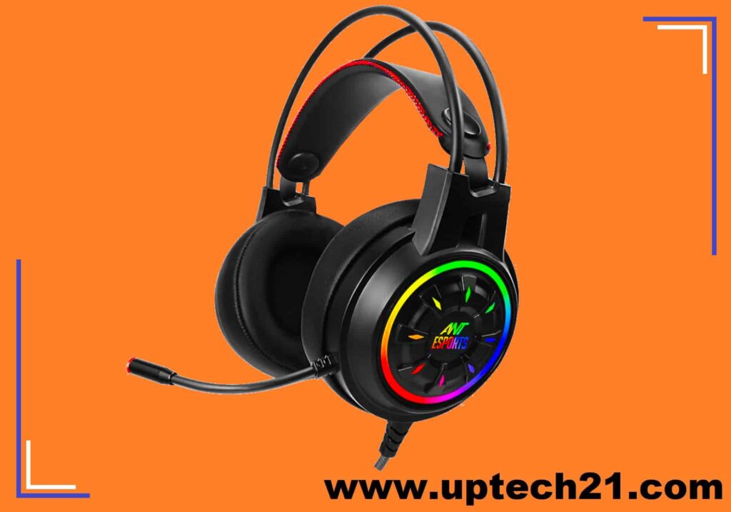 Ant Esports H707 from left angle view. RGB and mic visible, this is comfortable headphone to wear