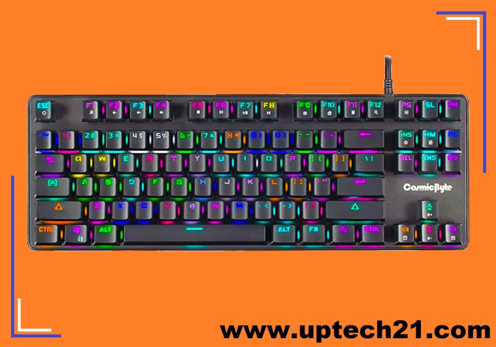 Cosmic Byte CB-GK-16 Firefly in multi colour RGB lighting. top angle image