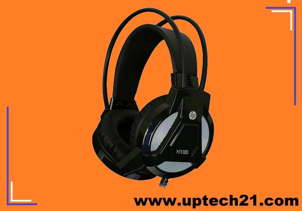 HP H100 Wired Over Ear Gaming Headphones in black and silver colour