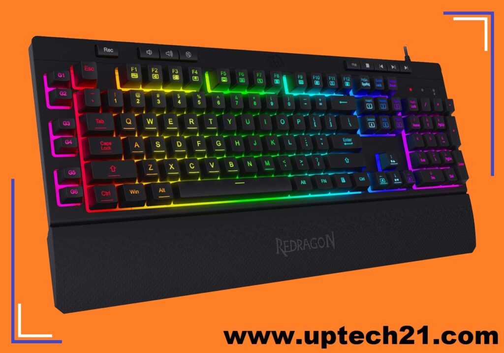 Redragon Karura K502 from top left viewing angle, the detachable gaming keyboard with lots of features for gamers
