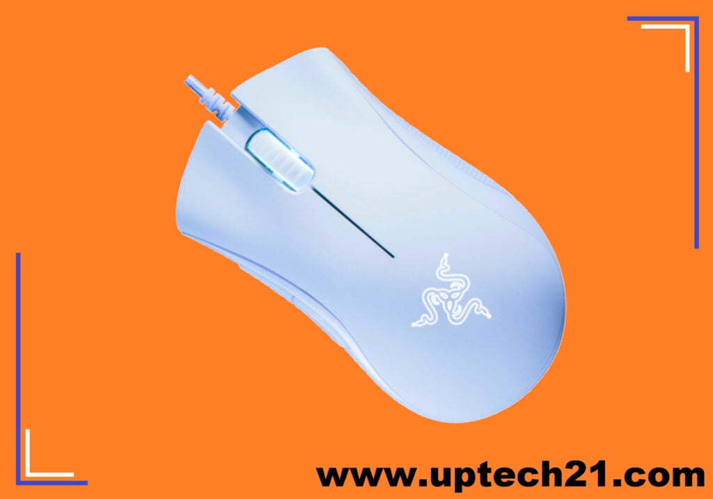 Razer DeathAdder Essential in white colour variant from top angle view